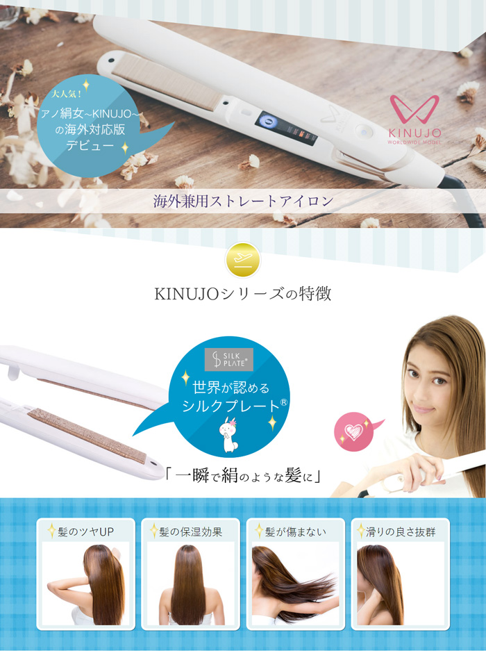 正規販売店 KINUJO ヘアアイロン KINUJO W world wide model キヌージョワールド 海外兼用ストレートアイロン DS100  キヌージョ