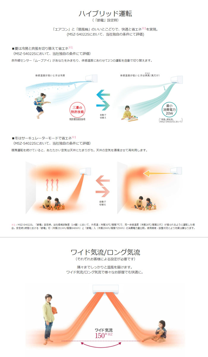 エアコン 18畳用 三菱電機 5.6kW 200V 霧ヶ峰 Sシリーズ 2022年モデル MSZ-S5622S-W-SET パールホワイト MSZ -S5622S-W-IN + MUZ-S5622S | ＰＣあきんど 公式通販