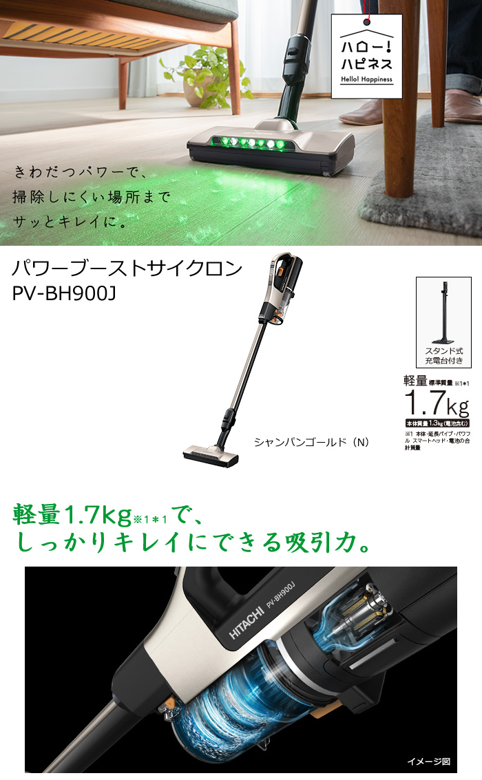 日立コードレスクリーナー掃除機 PV-BEH900 HITACHI 4点セット - 掃除