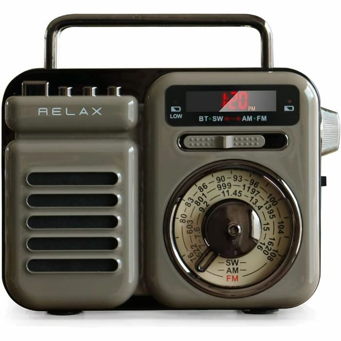 リラックス マルチレトロラジオクロック 手回し充電/ソーラー充電機能