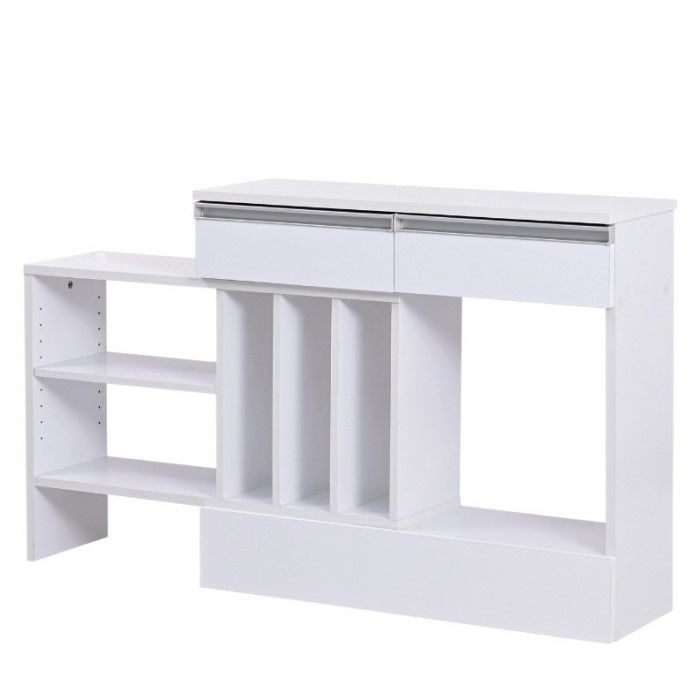 JKプラン 鏡面キッチン オープンラック 白 カウンター FKS-0001-WH